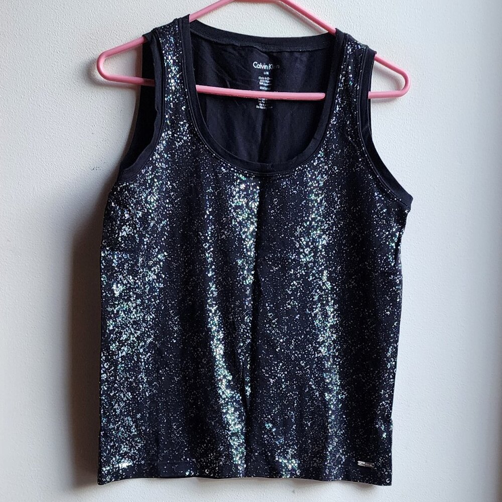 Calvin Klein Black Shimmering Tank Top Size L/XL